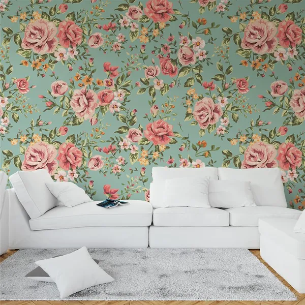 Multicolour_Pink_Flower_Blue_Wallpaper_For_Living_Room,_Bedroom_|_Self_Adhesive_Just_Peel_And_Stick_Wallpaper_For_Office_Wall_Decors
