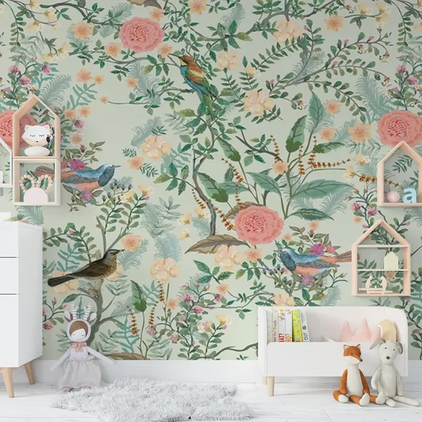 Multicolour_Three_Small_Birds_On_A_Tree_Wallpaper_For_Living_Room,_Bedroom_|_Self_Adhesive_Just_Peel_And_Stick_Wallpaper_For_Office_Wall_Decors