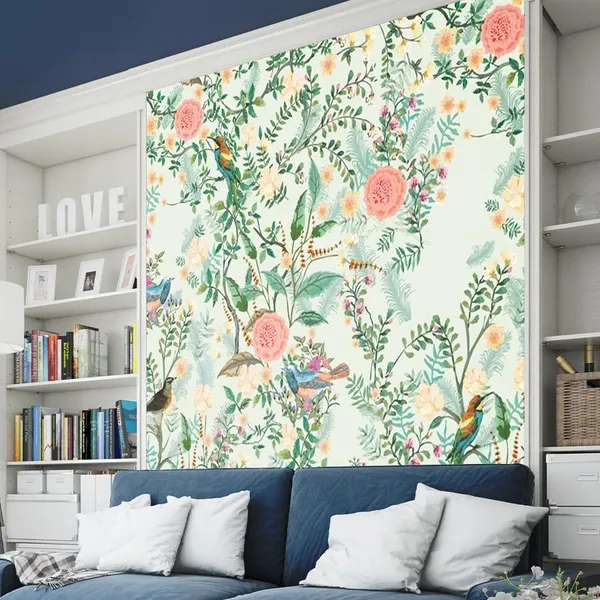 Multicolour_Three_Small_Birds_On_A_Tree_Wallpaper_For_Living_Room,_Bedroom_|_Self_Adhesive_Just_Peel_And_Stick_Wallpaper_For_Office_Wall_Decors