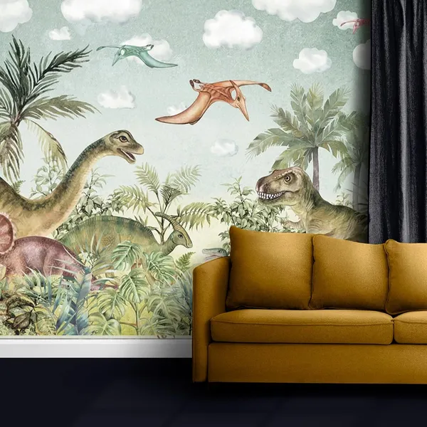 Multicolour_Dinosaurs_Forest_Wallpaper_For_Living_Room,_Bedroom_|_Self_Adhesive_Just_Peel_And_Stick_Wallpaper_For_Office_Wall_Decors