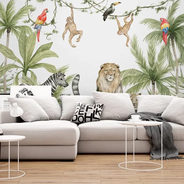 Multicolour_Lion_Fun_Family_Forest_Wallpaper_For_Living_Room,_Bedroom_|_Self_Adhesive_Just_Peel_And_Stick_Wallpaper_For_Office_Wall_Decors