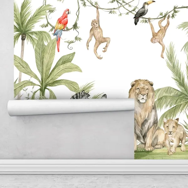 Multicolour_Lion_Fun_Family_Forest_Wallpaper_For_Living_Room,_Bedroom_|_Self_Adhesive_Just_Peel_And_Stick_Wallpaper_For_Office_Wall_Decors