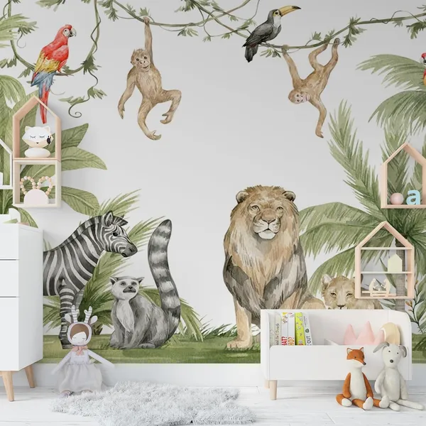 Multicolour_Lion_Fun_Family_Forest_Wallpaper_For_Living_Room,_Bedroom_|_Self_Adhesive_Just_Peel_And_Stick_Wallpaper_For_Office_Wall_Decors