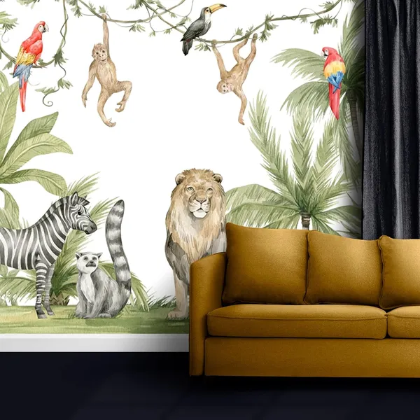 Multicolour_Lion_Fun_Family_Forest_Wallpaper_For_Living_Room,_Bedroom_|_Self_Adhesive_Just_Peel_And_Stick_Wallpaper_For_Office_Wall_Decors