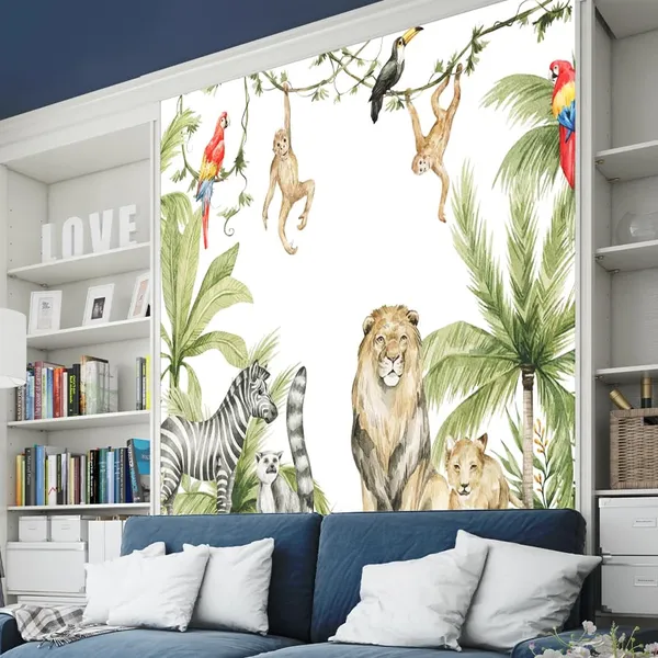 Multicolour_Lion_Fun_Family_Forest_Wallpaper_For_Living_Room,_Bedroom_|_Self_Adhesive_Just_Peel_And_Stick_Wallpaper_For_Office_Wall_Decors