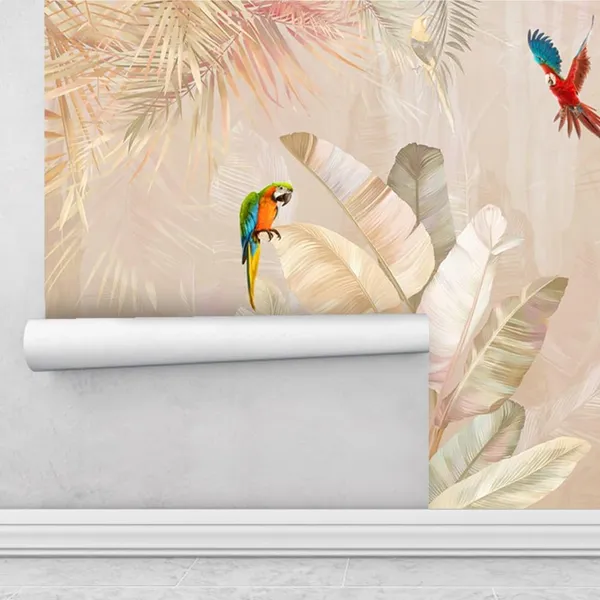 Multicolour_Pink_Wall_Multicolour_Parrot_Wallpaper_For_Living_Room,_Bedroom_|_Self_Adhesive_Just_Peel_And_Stick_Wallpaper_For_Office_Wall_Decors