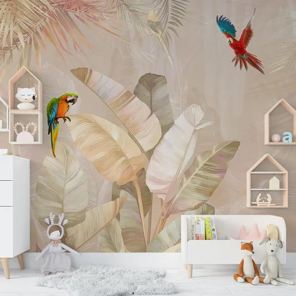 Multicolour_Pink_Wall_Multicolour_Parrot_Wallpaper_For_Living_Room,_Bedroom_|_Self_Adhesive_Just_Peel_And_Stick_Wallpaper_For_Office_Wall_Decors