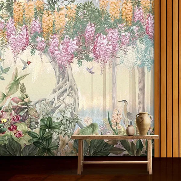 Multicolour_Flower_Hanging_Tree_Wallpaper_For_Living_Room,_Bedroom_|_Self_Adhesive_Just_Peel_And_Stick_Wallpaper_For_Office_Wall_Decors