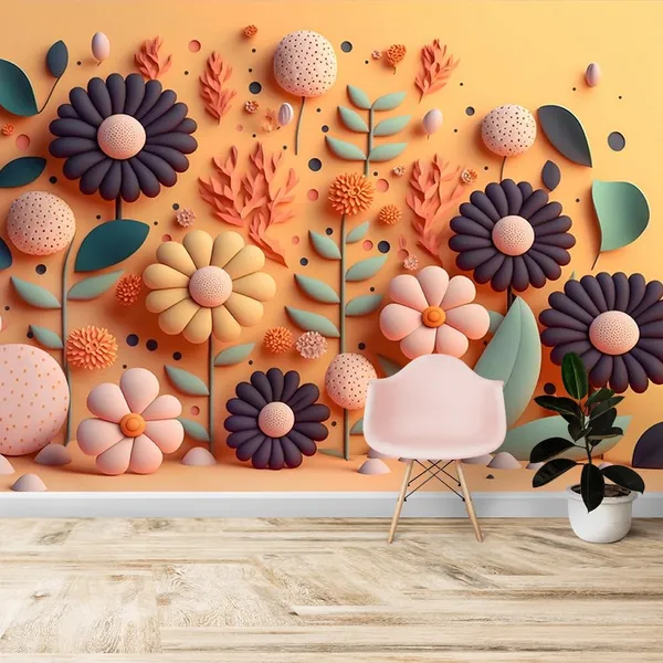 Multicolour_3D_Big_Flowers_Orange_Wallpaper_For_Living_Room,_Bedroom_|_Self_Adhesive_Just_Peel_And_Stick_Wallpaper_For_Office_Wall_Decors