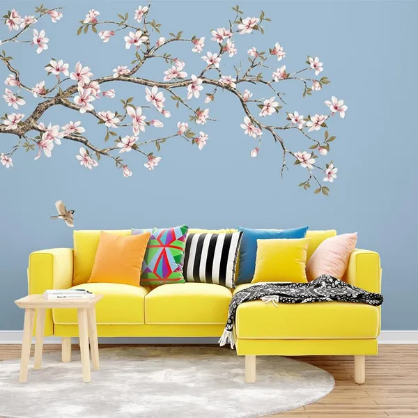 Multicolour_Sky_Blue_Pink_Flower_Tree_Wallpaper_For_Living_Room,_Bedroom_|_Self_Adhesive_Just_Peel_And_Stick_Wallpaper_For_Office_Wall_Decors