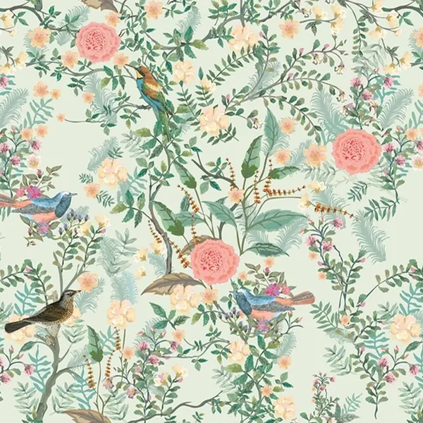 Multicolour_Four_Birds_Pink_Flower_Wallpaper_For_Living_Room,_Bedroom_|_Self_Adhesive_Just_Peel_And_Stick_Wallpaper_For_Office_Wall_Decors