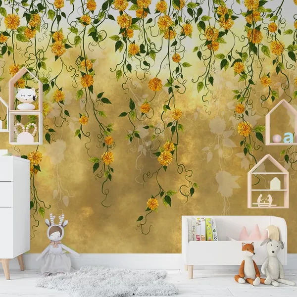 Multicolour_Yellow_Green_Flowering_Shrubs_Wallpaper_For_Living_Room,_Bedroom_|_Self_Adhesive_Just_Peel_And_Stick_Wallpaper_For_Office_Wall_Decors