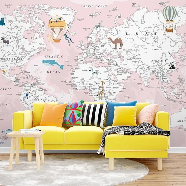 Multicolour_Pink_White_Map_For_Play_School_Wallpaper_For_Living_Room,_Bedroom_|_Self_Adhesive_Just_Peel_And_Stick_Wallpaper_For_Office_Wall_Decors