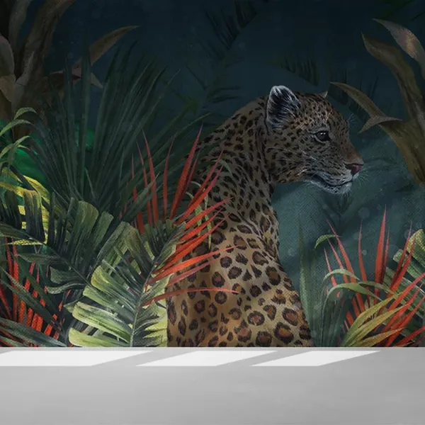Multicolour_Leopard_Hunt_In_Forest_Wallpaper_For_Living_Room,_Bedroom_|_Self_Adhesive_Just_Peel_And_Stick_Wallpaper_For_Office_Wall_Decors