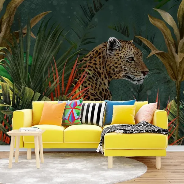 Multicolour_Leopard_Hunt_In_Forest_Wallpaper_For_Living_Room,_Bedroom_|_Self_Adhesive_Just_Peel_And_Stick_Wallpaper_For_Office_Wall_Decors