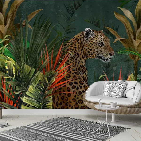 Multicolour_Leopard_Hunt_In_Forest_Wallpaper_For_Living_Room,_Bedroom_|_Self_Adhesive_Just_Peel_And_Stick_Wallpaper_For_Office_Wall_Decors