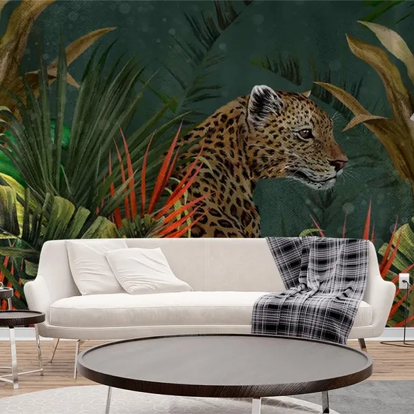 Multicolour_Leopard_Hunt_In_Forest_Wallpaper_For_Living_Room,_Bedroom_|_Self_Adhesive_Just_Peel_And_Stick_Wallpaper_For_Office_Wall_Decors