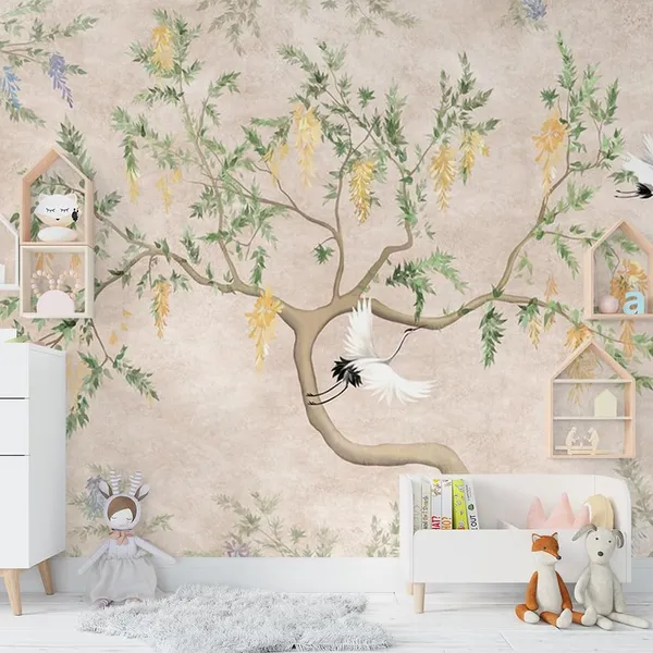 Multicolour_White_Black_Swan_Pink_Tree_Wallpaper_For_Living_Room,_Bedroom_|_Self_Adhesive_Just_Peel_And_Stick_Wallpaper_For_Office_Wall_Decors