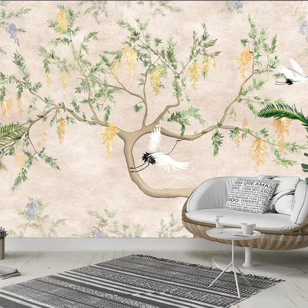 Multicolour_White_Black_Swan_Pink_Tree_Wallpaper_For_Living_Room,_Bedroom_|_Self_Adhesive_Just_Peel_And_Stick_Wallpaper_For_Office_Wall_Decors