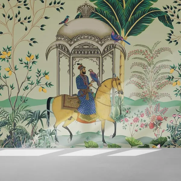 Multicolour_Mughal_Prince_Horse_Ride_Wallpaper_For_Living_Room,_Bedroom_|_Self_Adhesive_Just_Peel_And_Stick_Wallpaper_For_Office_Wall_Decors