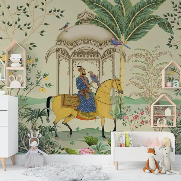 Multicolour_Mughal_Prince_Horse_Ride_Wallpaper_For_Living_Room,_Bedroom_|_Self_Adhesive_Just_Peel_And_Stick_Wallpaper_For_Office_Wall_Decors