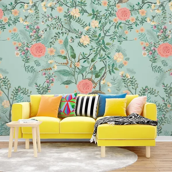 Multicolour_Yellow_Pink_Flowers_Shrubs_Wallpaper_For_Living_Room,_Bedroom_|_Self_Adhesive_Just_Peel_And_Stick_Wallpaper_For_Office_Wall_Decors
