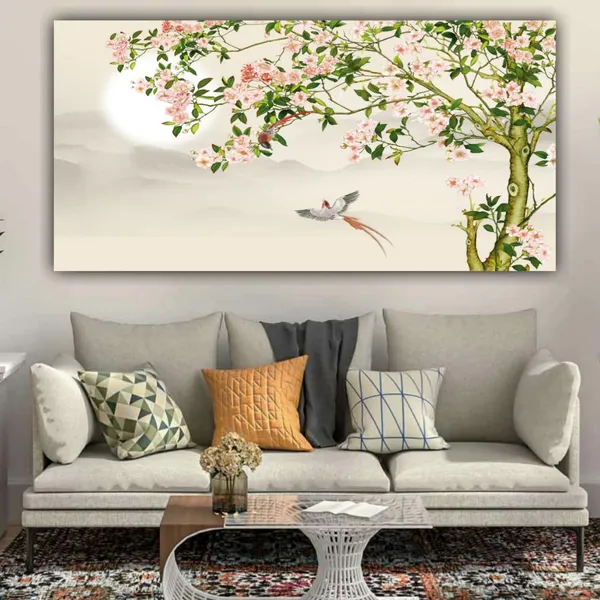 Multicolour_Beautiful_Abstract_Design_Parrot_On_Floral_Tree_Canvas_Paintings_For_Living_Room_(With_Frame)_(36_By_24_Inches)