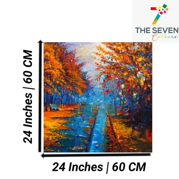 Multicolour_Beautiful_Little_Road_Through_Orange_Autumn_Trees_Painting_Canvas_Abstract_Modern_Wall_Art_Decor_Paintings_For_Living_Room_(With_Frame)_(24_By_24_Inches)