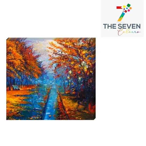 Multicolour_Beautiful_Little_Road_Through_Orange_Autumn_Trees_Painting_Canvas_Abstract_Modern_Wall_Art_Decor_Paintings_For_Living_Room_(With_Frame)_(24_By_24_Inches)