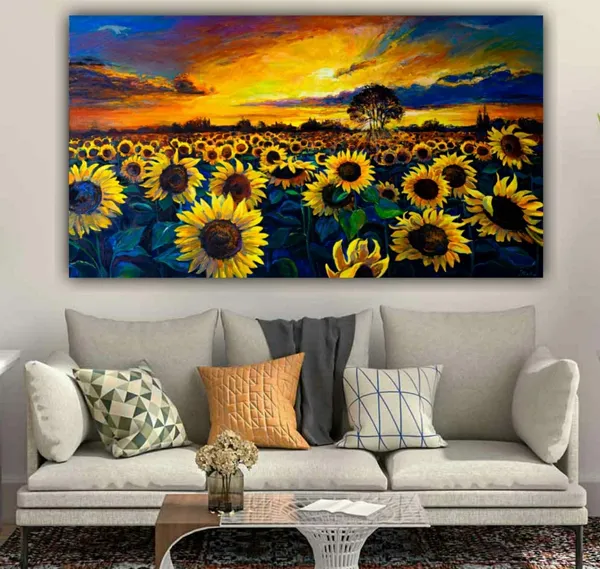 Multicolour_Canvas_Paintings_For_Living_Room_Beautiful_Sunflower_Field_Abstract_Wall_Modern_Art_Painting_For_Bedroom_Office_Walls_(With_Frame)_(60_By_30_Inches)