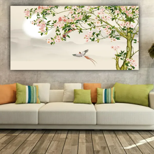Multicolour_Beautiful_Abstract_Design_Parrot_On_Floral_Tree_Canvas_Paintings_For_Living_Room_(With_Frame)_(48_By_24_Inches)