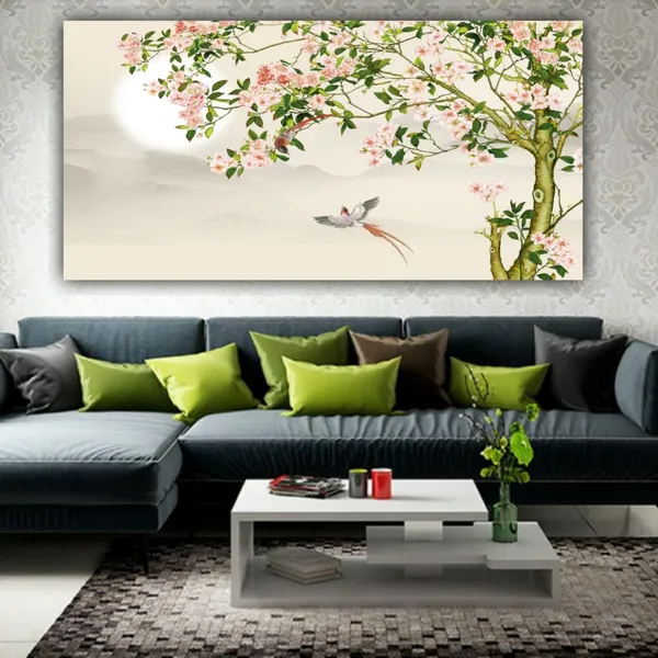 Multicolour_Beautiful_Abstract_Design_Parrot_On_Floral_Tree_Canvas_Paintings_For_Living_Room_(With_Frame)_(48_By_24_Inches)