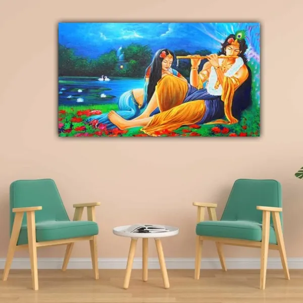 Multicolour_Beautiful_Canvas_Madhubani_Radha_Krishna_Painting_With_Frame_For_Living_Room_Wall_Decor_Big_Size_Large_Photo_Home_Decoration_|_Bedroom_(48X24_Inches_|_120X60_Cm)