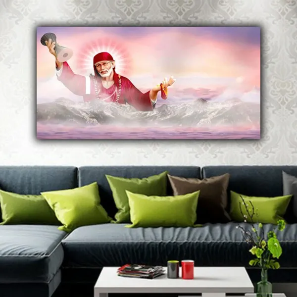Multicolour_Beautiful_Canvas_Sai_Baba_Painting_Photo_Frame_For_Living_Room_Large_Size_(With_Frame)_(48_By_24_Inches)