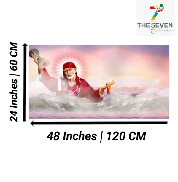Multicolour_Beautiful_Canvas_Sai_Baba_Painting_Photo_Frame_For_Living_Room_Large_Size_(With_Frame)_(48_By_24_Inches)