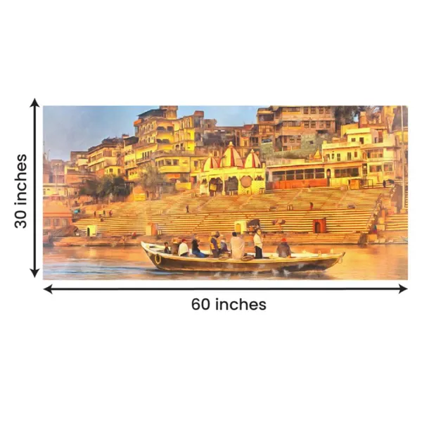 Multicolour_Ganga_Ghat_Canvas_Painting_Frame_Wall_Decor,_Varanasi_Ganga_Ghat_Wall_Frame_|_Big_Large_Size_Wall_Painting_Frame_|_Canvas_Painting_(Ready_To_Hang)_(60_By_30_Inches)