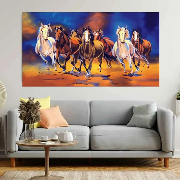 Multicolour_Beautiful_Running_7_Horses_Vastu_Painting_Frame_For_Living_Room_Wall_Decoration_Big_Large_Size_Canvas_Abstract_Modern_Wall_Arts_For_Home_Decoration_|_Bedroom_(60X30_Inches)