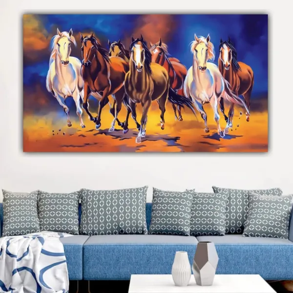 Multicolour_Beautiful_Running_7_Horses_Vastu_Painting_Frame_For_Living_Room_Wall_Decoration_Big_Large_Size_Canvas_Abstract_Modern_Wall_Arts_For_Home_Decoration_|_Bedroom_(60X30_Inches)