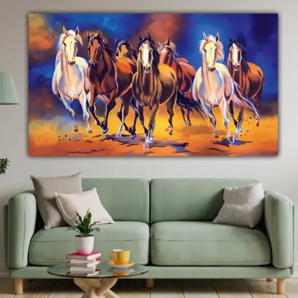 Multicolour_Beautiful_Running_7_Horses_Vastu_Painting_Frame_For_Living_Room_Wall_Decoration_Big_Large_Size_Canvas_Abstract_Modern_Wall_Arts_For_Home_Decoration_|_Bedroom_(60X30_Inches)