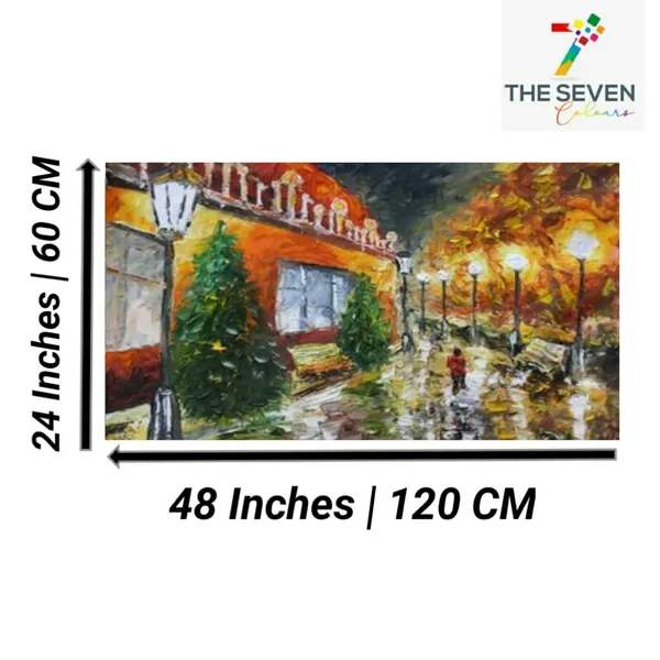 Multicolour_Beautiful_Canvas_Painting_A_Man_Walking_Under_Night_Lamps_Abstract_Modern_Wall_Art_Decor_Big_Large_Size_Landscape_Paintings_(48_By_24_Inches_|_120_By_60_Cm)_(With_Frame)