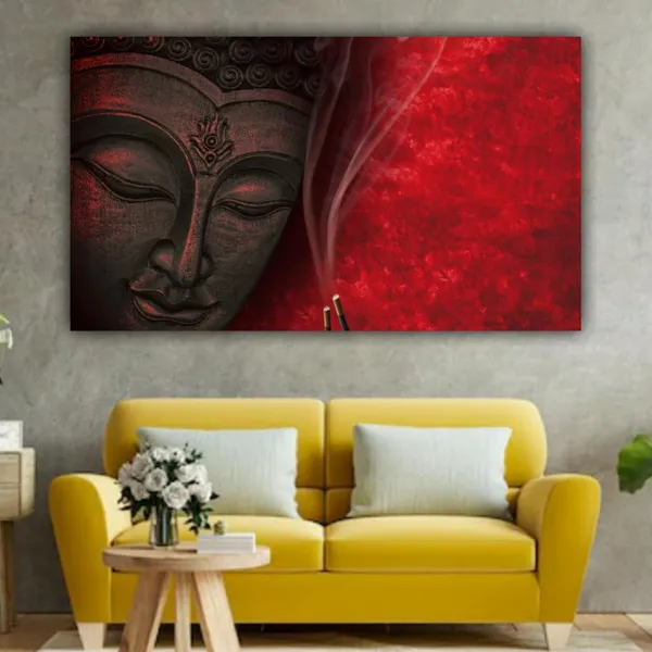 Multicolour_Beautiful_Wall_Art_Buddha_Abstract_Canvas_Painting_For_Living_Room_(With_Frame)_(60_By_30_Inches)