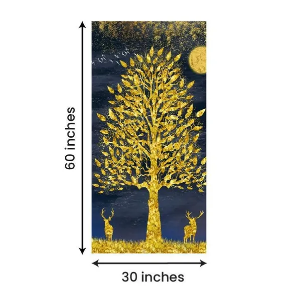 Multicolour_Beautiful_Landscape_Golden_Deers_Under_Golden_Tree_Canvas_Painting_Wall_Frame_Wall_Decor_For_Living_Room_|_Modern_Art_Canvas_Painting_(Ready_To_Hang)_(30_By_60_Inches)
