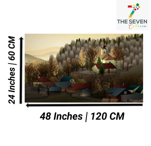 Multicolour_Beautiful_Village_Autumn_Landscape_Paintings_Canvas_Abstract_Modern_Wall_Art_Decor_Big_Large_Size_Painting_Frame_For_Living_Room_(With_Frame)_(48_By_24_Inches)