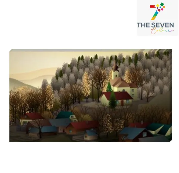Multicolour_Beautiful_Village_Autumn_Landscape_Paintings_Canvas_Abstract_Modern_Wall_Art_Decor_Big_Large_Size_Painting_Frame_For_Living_Room_(With_Frame)_(48_By_24_Inches)