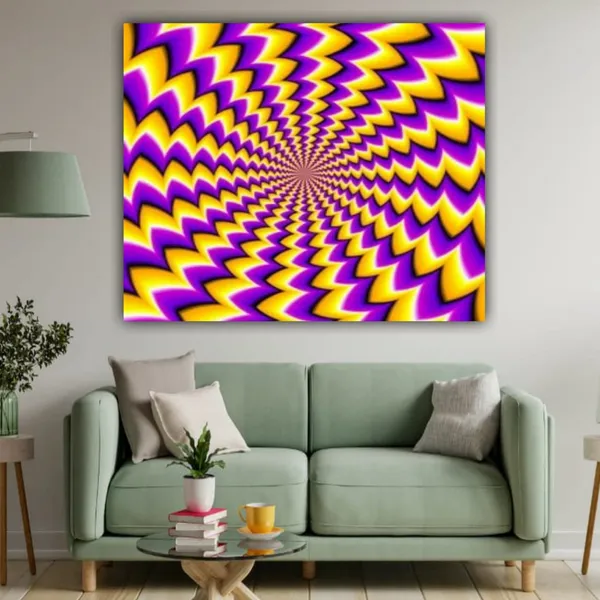 Multicolour_Beautiful_Yellow_And_Blue_Spin_Illusion_Painting_Canvas_Abstract_Modern_Wall_Art_Decor_Frame_For_Living_Room_|_Bedroom|_Office_Walls_(With_Frame)_(24_By_24_Inches)