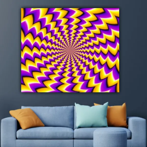 Multicolour_Beautiful_Yellow_And_Blue_Spin_Illusion_Painting_Canvas_Abstract_Modern_Wall_Art_Decor_Frame_For_Living_Room_|_Bedroom|_Office_Walls_(With_Frame)_(24_By_24_Inches)