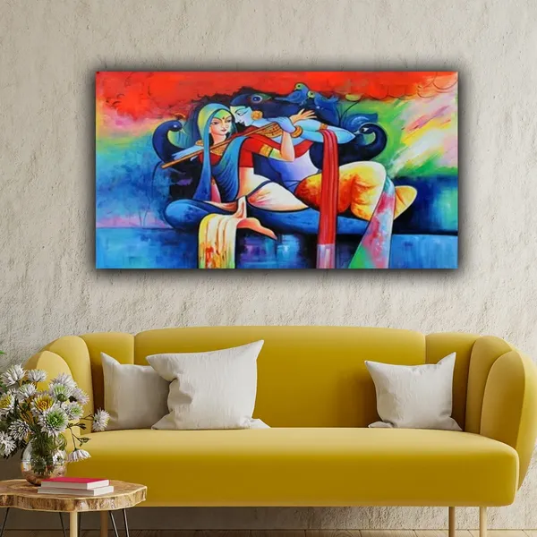Multicolour_Beautiful_Madhubani_Radha_Krishna_Painting_With_Frame_For_Living_Room_Wall_Decor_Big_Size_Large_Photo_Home_Decoration_|_Bedroom_|_Office_Walls_(48_By_24_Inches)