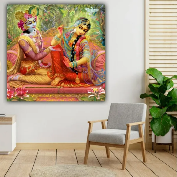 Multicolour_Beautiful_Madhubani_Radha_Krishna_Painting_With_Frame_For_Living_Room_Wall_Decor_Big_Size_Large_Photo_Home_Decoration_|_Bedroom_|_Office_Walls_(24_By_24_Inches)