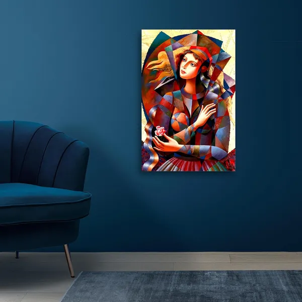 Multicolour_Abstract_Canvas_Painting_Wall_Decor_A_Beautiful_Girl_Portrait_|_Canvas_Painting_|_Large_Size_Painting_(With_Frame)_(Ready_To_Hang)_(24_By_48_Inches)
