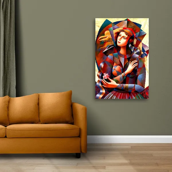 Multicolour_Abstract_Canvas_Painting_Wall_Decor_A_Beautiful_Girl_Portrait_|_Canvas_Painting_|_Large_Size_Painting_(With_Frame)_(Ready_To_Hang)_(24_By_48_Inches)